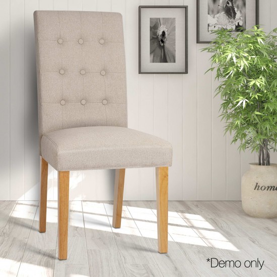 Artiss Set of 2 Fabric Dining Chair - Beige Artiss Set of 2 Fabric Dining Chair - Beige