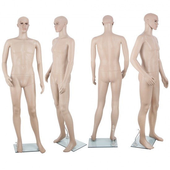 186cm Tall Full Body Male Mannequin - Skin Coloured 186cm Tall Full Body Male Mannequin - Skin Coloured