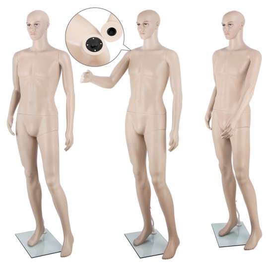186cm Tall Full Body Male Mannequin - Skin Coloured 186cm Tall Full Body Male Mannequin - Skin Coloured