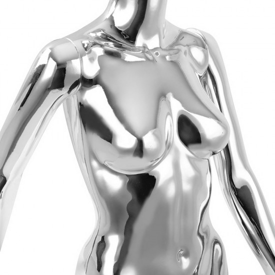 175cm Tall Full Body Chrome Female Mannequin - Silver 175cm Tall Full Body Chrome Female Mannequin - Silver
