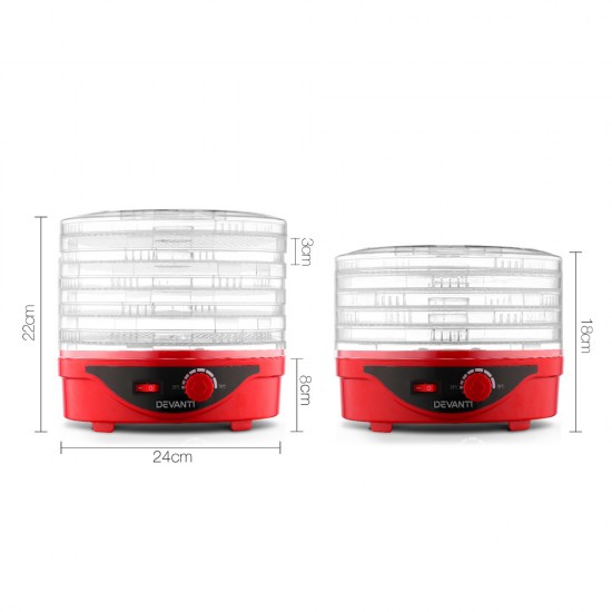 Food Dehydrator with 5 Trays - Red Food Dehydrator with 5 Trays - Red
