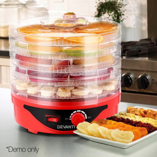 Food Dehydrator with 5 Trays - Red Food Dehydrator with 5 Trays - Red