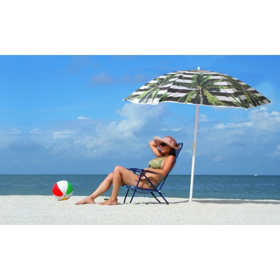Beach Umbrella 180cm Striped Palm Design Beach Umbrella 180cm Striped Palm Design