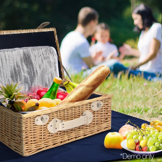 Alfresco 4 Person Cooler Wicker Picnic Basket - Brown Alfresco 4 Person Cooler Wicker Picnic Basket - Brown