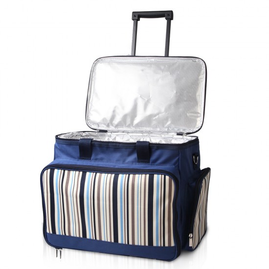 Alfresco 6 Person Picnic Bag Trolley Set - Blue Alfresco 6 Person Picnic Bag Trolley Set - Blue