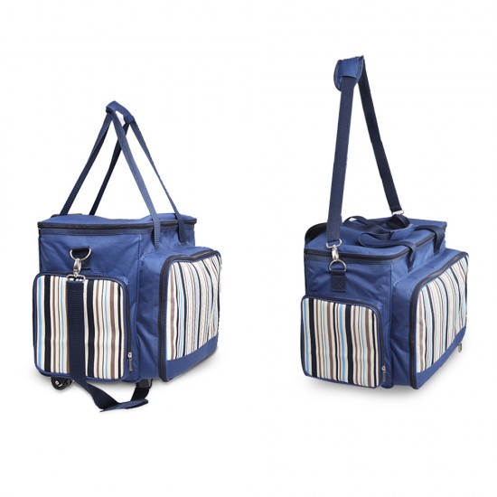 Alfresco 6 Person Picnic Bag Trolley Set - Blue Alfresco 6 Person Picnic Bag Trolley Set - Blue