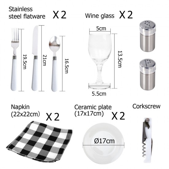 Alfresco Deluxe 2 Person Picnic Basket Set - Black and White Alfresco Deluxe 2 Person Picnic Basket Set - Black and White