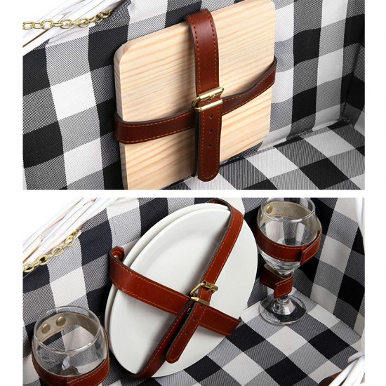 Alfresco Deluxe 2 Person Picnic Basket Set - Black and White Alfresco Deluxe 2 Person Picnic Basket Set - Black and White