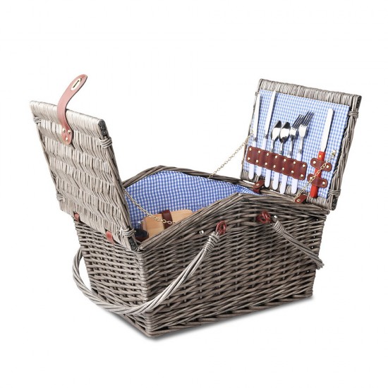 Alfresco 4 Person Picnic Basket - Blue and White Alfresco 4 Person Picnic Basket - Blue and White