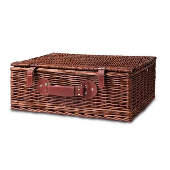 Alfresco Willow 4 Person Picnic Basket - Blue and White Alfresco Willow 4 Person Picnic Basket - Blue and White