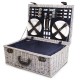 Alfresco 6 Person Wicker Picnic Basket and Cooler Bag- Navy and White Alfresco 6 Person Wicker Picnic Basket and Cooler Bag- Navy and White