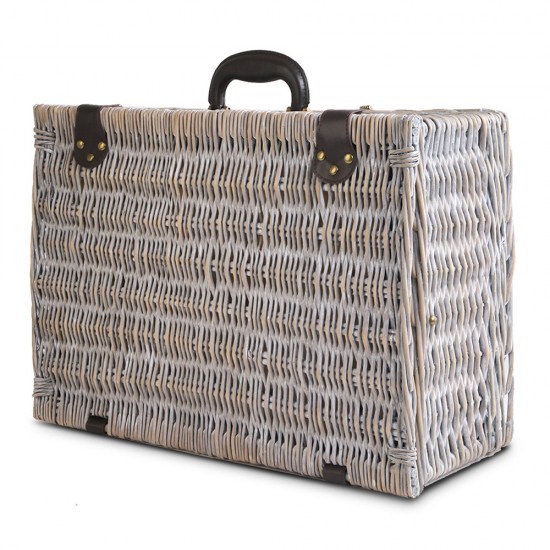 Alfresco 6 Person Wicker Picnic Basket and Cooler Bag- Navy and White Alfresco 6 Person Wicker Picnic Basket and Cooler Bag- Navy and White