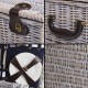 Alfresco 6 Person Wicker Picnic Basket and Cooler Bag- Navy and White Alfresco 6 Person Wicker Picnic Basket and Cooler Bag- Navy and White