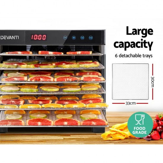 6 Trays Commercial Food Dehydrator Stainless Steel Fruit Dryer 6 Trays Commercial Food Dehydrator Stainless Steel Fruit Dryer