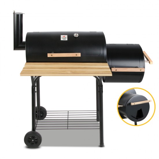 Grillz 2-in-1 Offset BBQ Smoker - Black Grillz 2-in-1 Offset BBQ Smoker - Black
