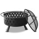 Grillz 32 Inch Portable Outdoor Fire Pit and BBQ - Black Grillz 32 Inch Portable Outdoor Fire Pit and BBQ - Black