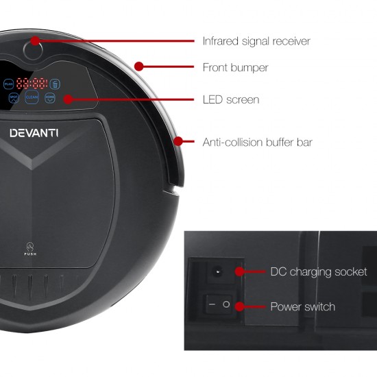 4 Mode Robotic Vacuum Cleaner - Charcoal 4 Mode Robotic Vacuum Cleaner - Charcoal