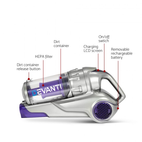 120W Handstick Bagless Cordless Vacuum Cleaner Purple Grey with Spare Battery 120W Handstick Bagless Cordless Vacuum Cleaner Purple Grey with Spare Battery