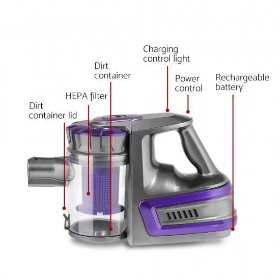 150 Cordless Handheld Stick Vacuum Cleaner 2 Speed Purple And Grey 150 Cordless Handheld Stick Vacuum Cleaner 2 Speed Purple And Grey