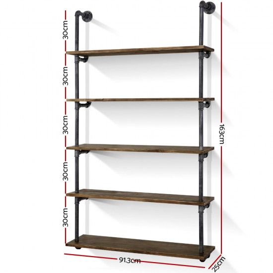 Artiss Rustic Industrial Pipe Shelf Floating Storage Wall Mount Artiss Rustic Industrial Pipe Shelf Floating Storage Wall Mount