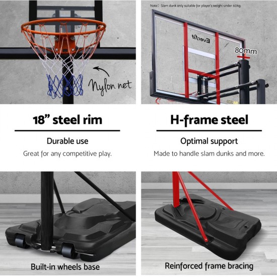 Everfit 3.05M Portable Basketball Stand System Height Adjustable Black Everfit 3.05M Portable Basketball Stand System Height Adjustable Black
