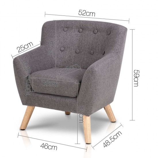 Artiss Kids Fabric Accent Armchair - Grey Artiss Kids Fabric Accent Armchair - Grey