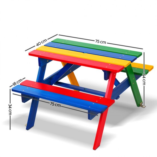 Keezi Kids Wooden Picnic Table Set with Umbrella Keezi Kids Wooden Picnic Table Set with Umbrella