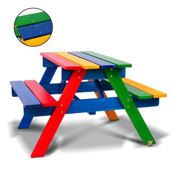 Keezi Kids Wooden Picnic Table Set with Umbrella Keezi Kids Wooden Picnic Table Set with Umbrella