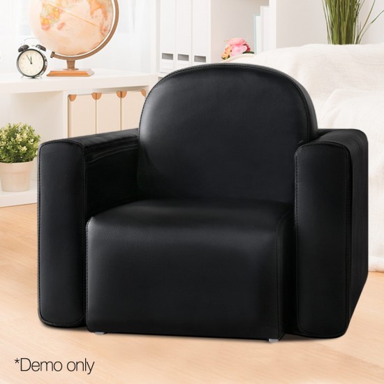 Artiss Kids Covertible Armchair - Black Artiss Kids Covertible Armchair - Black