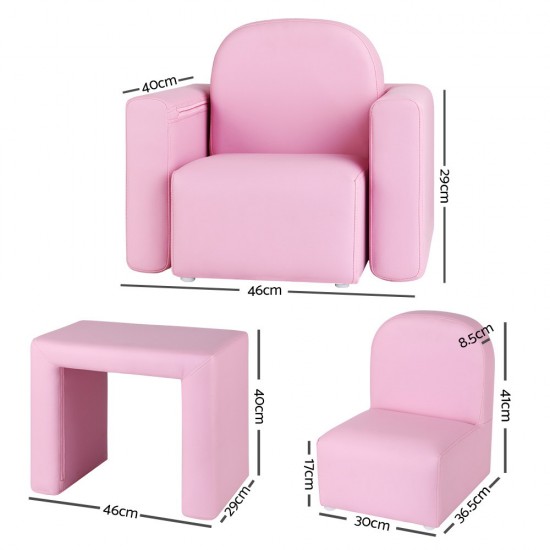 Artiss Kids Covertible Armchair - Pink Artiss Kids Covertible Armchair - Pink