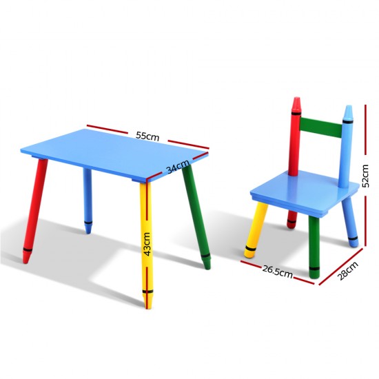 Keezi Kids 3 Piece Wooden Dining Set - Multi-Color Keezi Kids 3 Piece Wooden Dining Set - Multi-Color