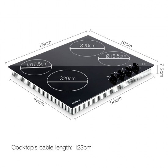 6000W Four Burner Ceramic Cooktop - Black 6000W Four Burner Ceramic Cooktop - Black