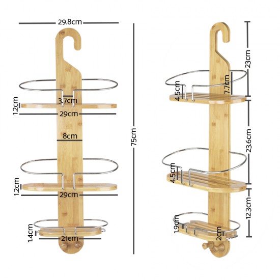Artiss Bamboo Shower Caddy with Hanging Hook Artiss Bamboo Shower Caddy with Hanging Hook