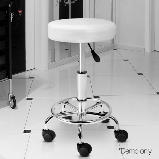 Artiss PU Leather Swivel Salon Stool - White Artiss PU Leather Swivel Salon Stool - White