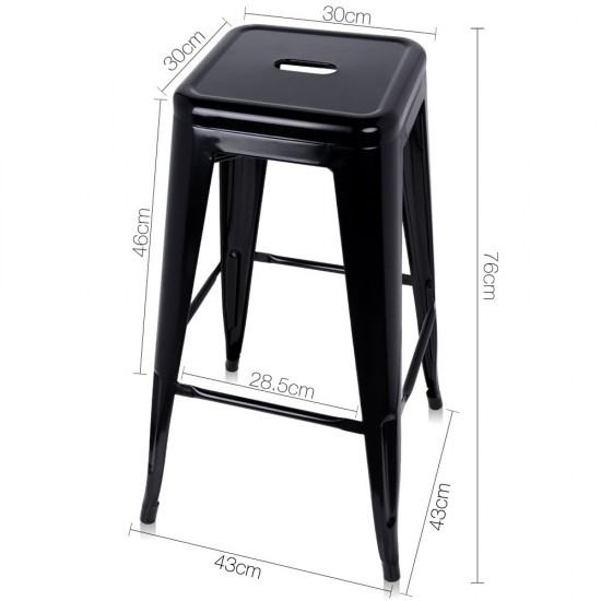 Artiss Set of 2 Metal Backless Stools - Black Artiss Set of 2 Metal Backless Stools - Black