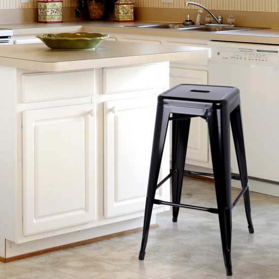 Artiss Set of 2 Metal Backless Stools - Black Artiss Set of 2 Metal Backless Stools - Black