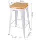 Artiss Set of 2 Metal and Bamboo Bar Stools - White Artiss Set of 2 Metal and Bamboo Bar Stools - White