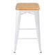 Artiss Set of 2 Metal and Bamboo Bar Stools - White Artiss Set of 2 Metal and Bamboo Bar Stools - White