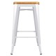 Artiss Set of 2 Metal and Bamboo Bar Stools - White Artiss Set of 2 Metal and Bamboo Bar Stools - White