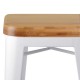 Artiss Set of 2 Metal and Bamboo Bar Stools - White Artiss Set of 2 Metal and Bamboo Bar Stools - White