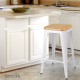 Artiss Set of 2 Metal and Bamboo Bar Stools - White Artiss Set of 2 Metal and Bamboo Bar Stools - White