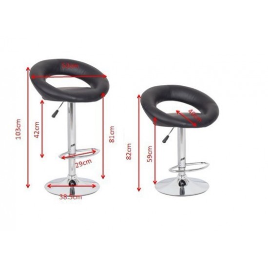 2x Black PU Leather Circular Kitchen Bar Stools 2x Black PU Leather Circular Kitchen Bar Stools