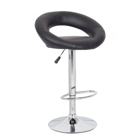 2x Black PU Leather Circular Kitchen Bar Stools 2x Black PU Leather Circular Kitchen Bar Stools