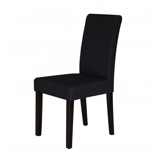 2 x Premium Fabric Linen Palermo Dining Chairs High Back - Black 2 x Premium Fabric Linen Palermo Dining Chairs High Back - Black