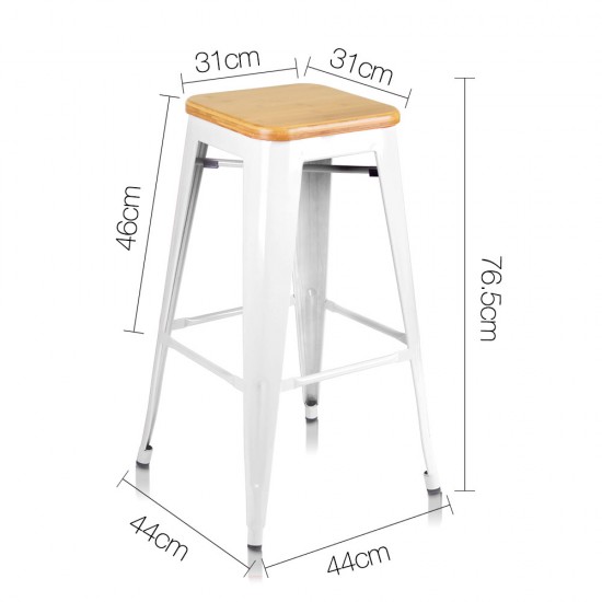 Artiss Set of 2 Bamboo Backless Bar Stools - White Artiss Set of 2 Bamboo Backless Bar Stools - White