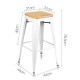 Artiss Set of 2 Bamboo Backless Bar Stools - White Artiss Set of 2 Bamboo Backless Bar Stools - White