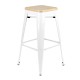 Artiss Set of 2 Bamboo Backless Bar Stools - White Artiss Set of 2 Bamboo Backless Bar Stools - White