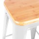 Artiss Set of 2 Bamboo Backless Bar Stools - White Artiss Set of 2 Bamboo Backless Bar Stools - White