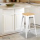 Artiss Set of 2 Bamboo Backless Bar Stools - White Artiss Set of 2 Bamboo Backless Bar Stools - White