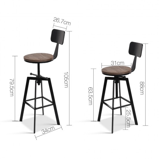 Artiss Rustic Industrial Metal Bar Stool Artiss Rustic Industrial Metal Bar Stool